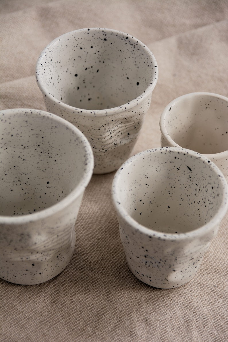 ✨Last Week of Discounts✨White Speckled Ceramic Mug: Hand-Dotted Cup and Artisan Tableware