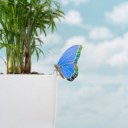 Stained Glass Blue Butterfly Suncatcher: Elegant Home