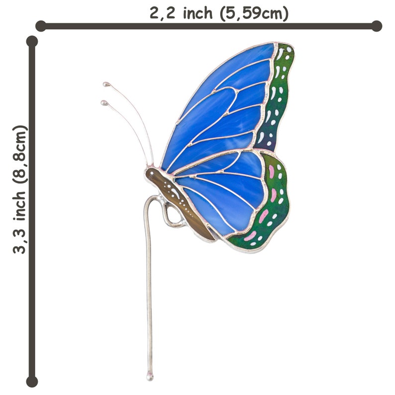 Stained Glass Blue Butterfly Suncatcher: Elegant Home