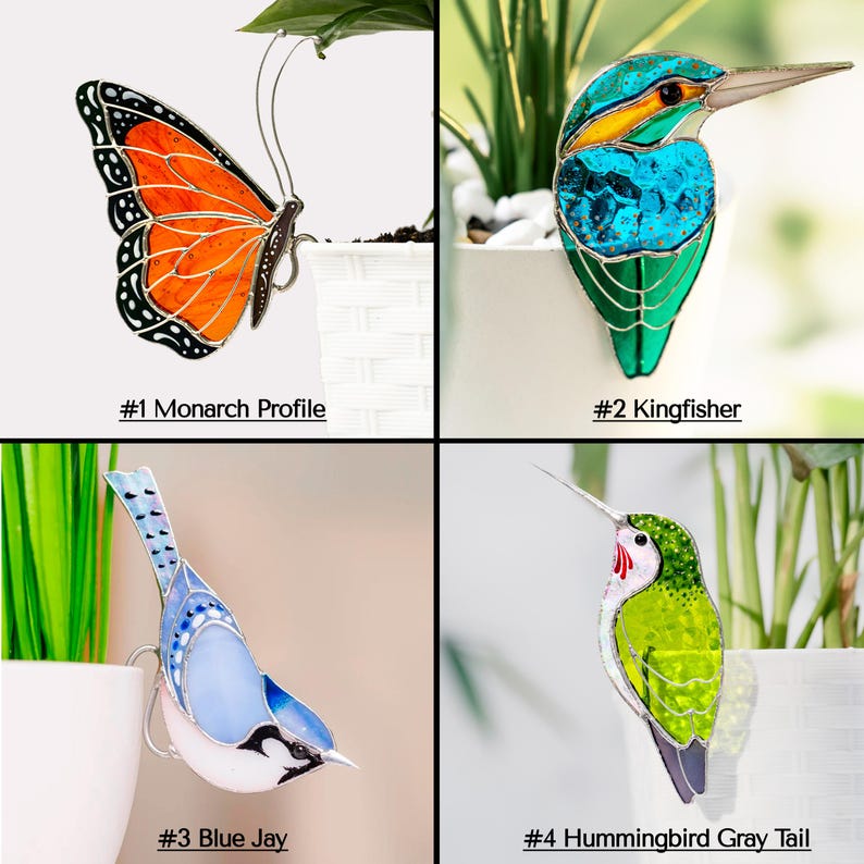 Stained Glass Blue Butterfly Suncatcher: Elegant Home