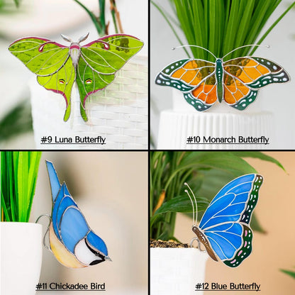Stained Glass Blue Butterfly Suncatcher: Elegant Home