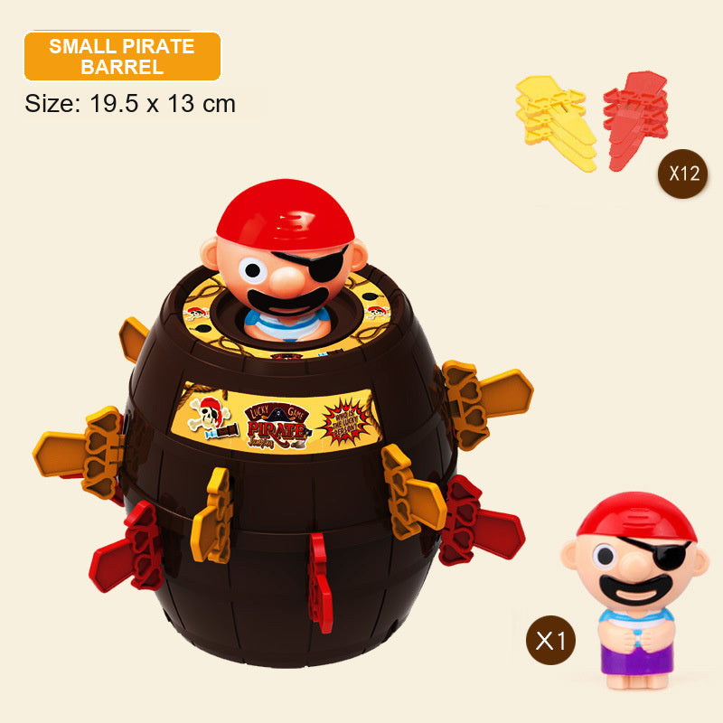 Pirate Barrel Uncle (with swords and daggers) — Novelty Pirate-in-a-Barrel Toy