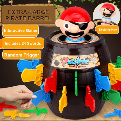 Pirate Barrel Uncle (with swords and daggers) — Novelty Pirate-in-a-Barrel Toy