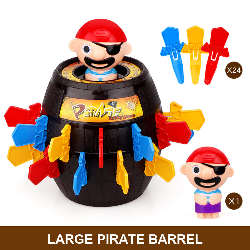 Pirate Barrel Uncle (with swords and daggers) — Novelty Pirate-in-a-Barrel Toy