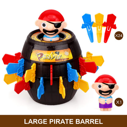 Pirate Barrel Uncle (with swords and daggers) — Novelty Pirate-in-a-Barrel Toy